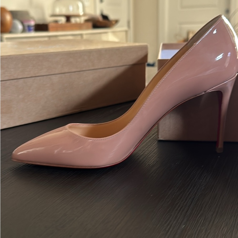 Christian Louboutin Pigalle Follies Nude Patent Heels 85mm